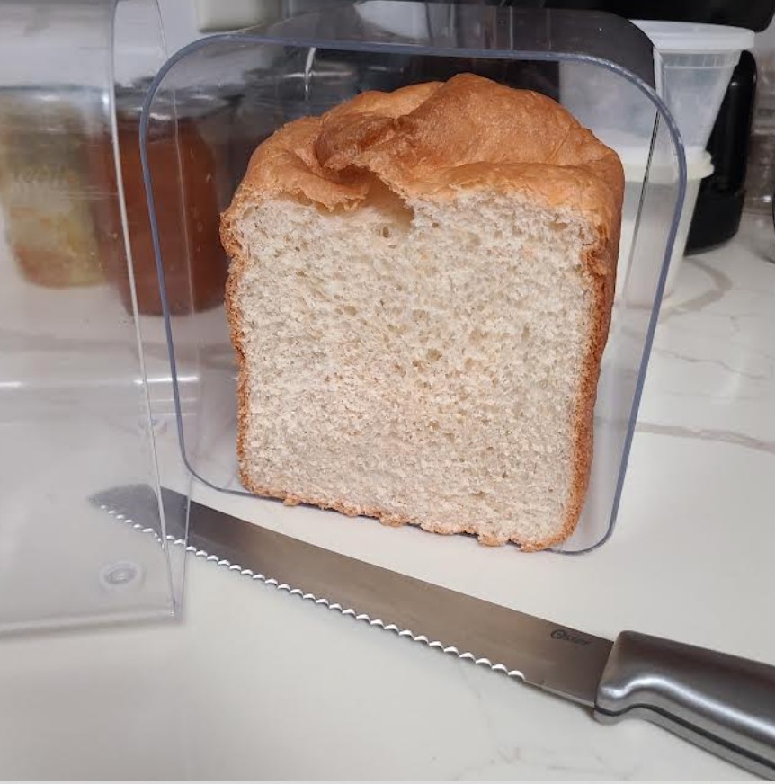 Homemade Amish white bread made in a bread machine