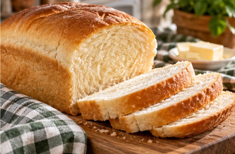 A loaf of homemade Amish white bread